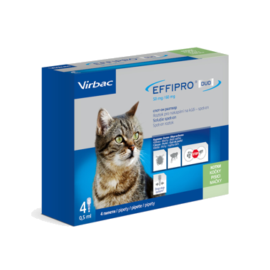Effipro duo 50 mg/60 mg, roztok pro nakapání na kůži – spot-on pro kočky